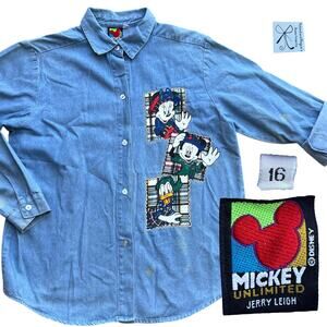 Disney Mickey Unlimited Mickey Minnie and Donald Button-up Kids Sz 16 As-is